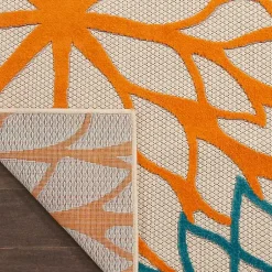 Kirklands Home Outdoor Rugs|Red Bright Floral Burst Outdoor Area Rug, 7x10