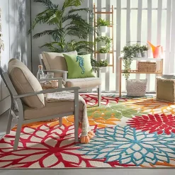 Kirklands Home Outdoor Rugs|Red Bright Floral Burst Outdoor Area Rug, 7x10