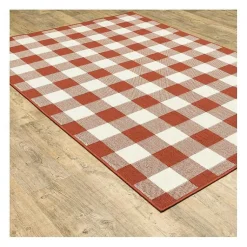 Kirklands Home Outdoor Rugs|Buffalo Check Outdoor Area Rug, 5x7 Red