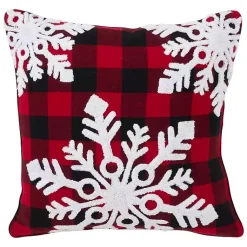 Clearance Red Buffalo Check Snowflake Christmas Pillow Pillows