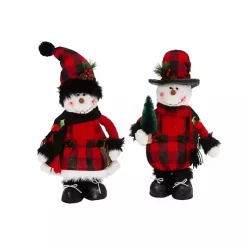Outlet Red Buffalo Check Standing Snowmen, Set of 2 Christmas Decorations