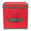 Discount Red Canvas Label Christmas Ornament Storage Box Seasonal Storage