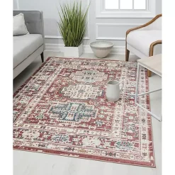 Kirklands Home Area Rugs|Red Cardinal Sundara Gabriel Area Rug, 5x7