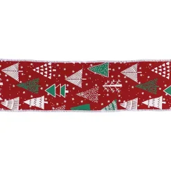Discount Red Christmas Tree Print 10 yard Holiday Ribbon Christmas Decorations