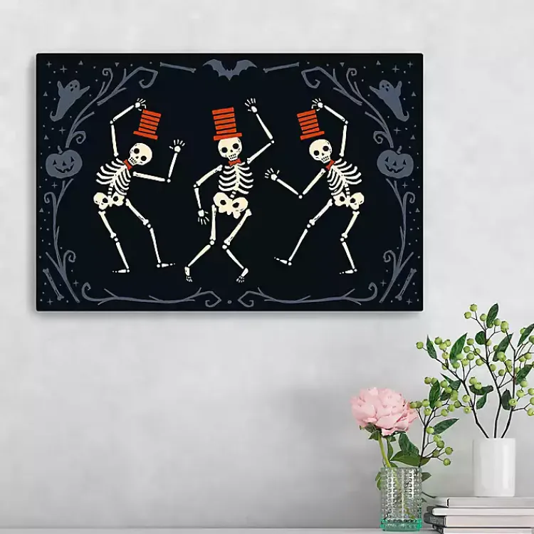 Clearance Red Dancing Skeletons Halloween Wall Plaque Halloween