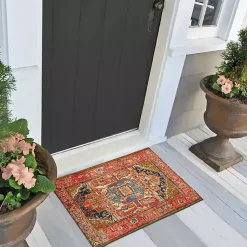 Kirklands Home Outdoor Rugs|Diamond Medallion Indoor/Outdoor Rug, 3x4 Red