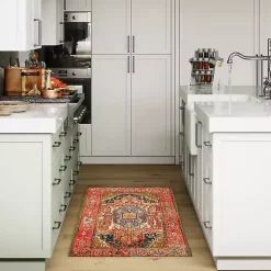 Kirklands Home Outdoor Rugs|Diamond Medallion Indoor/Outdoor Rug, 3x4 Red