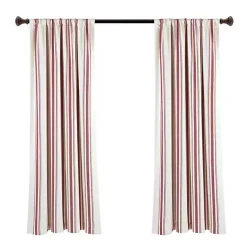 Kirklands Home Curtains & Drapes|Red Farmhouse Stripe Curtain Panels, Set of 2