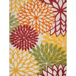 Kirklands Home Outdoor Rugs|Red Floral Burst Outdoor Area Rug, 7x10