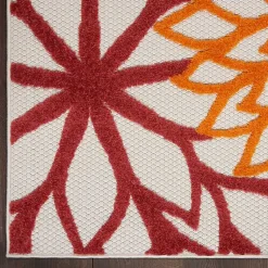 Kirklands Home Outdoor Rugs|Red Floral Burst Outdoor Area Rug, 7x10