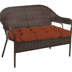 Kirklands Home Outdoor Cushions & Pillows|French Edge Outdoor Wicker Settee Cushion Red
