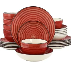 Kirklands Home Dinnerware|Gia Stoneware 24-pc. Dinnerware Set Red