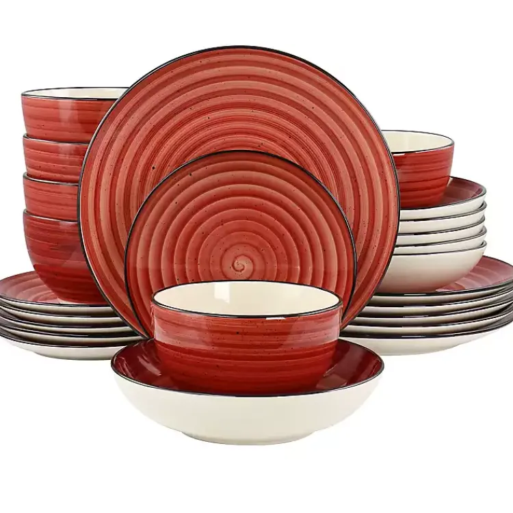 Kirklands Home Dinnerware|Gia Stoneware 24-pc. Dinnerware Set Red