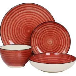 Kirklands Home Dinnerware|Gia Stoneware 24-pc. Dinnerware Set Red