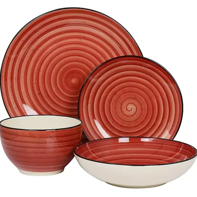 Kirklands Home Dinnerware|Gia Stoneware 24-pc. Dinnerware Set Red