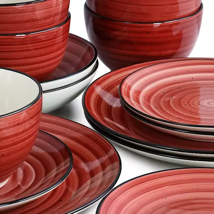 Kirklands Home Dinnerware|Gia Stoneware 24-pc. Dinnerware Set Red