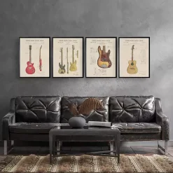 Kirklands Home Framed Art|Red Guitar Patent Framed Art Print