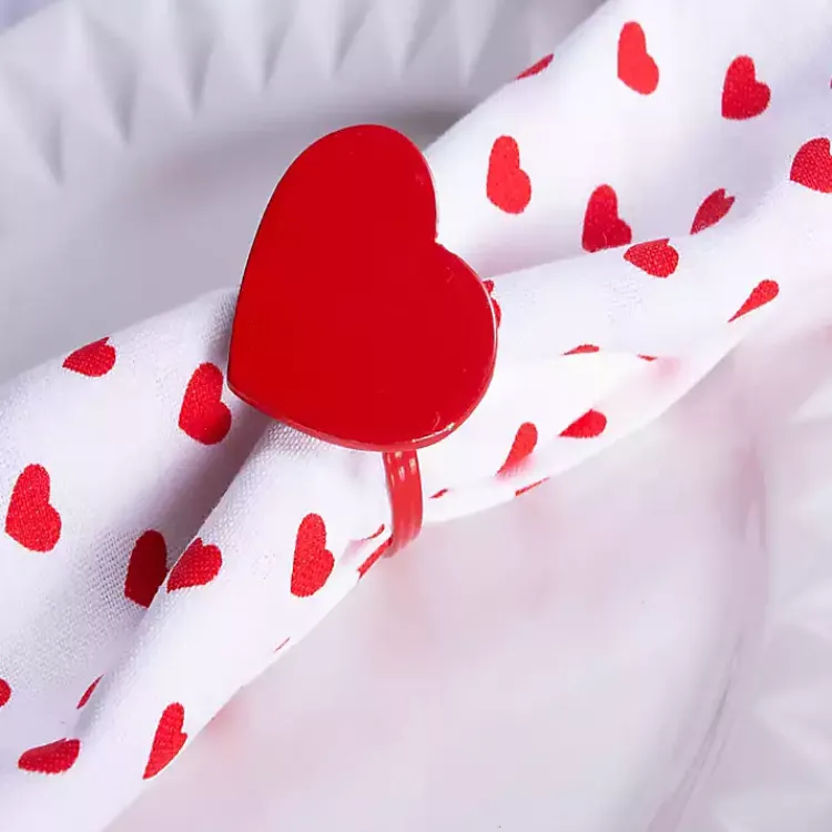 Online Red Heart Napkin Rings, Set of 6 Valentines Day Decorations