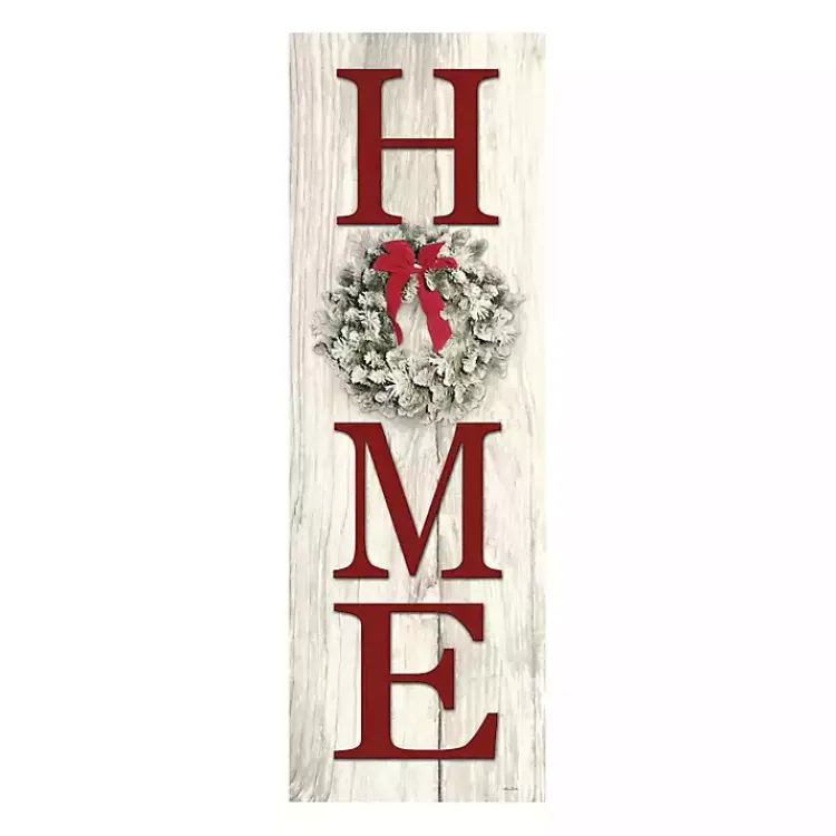 Hot Red Home with Wreath Canvas Art Print Christmas Art & Wall Decor