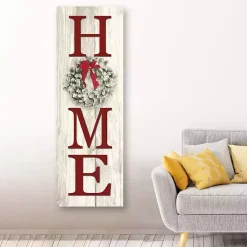 Hot Red Home with Wreath Canvas Art Print Christmas Art & Wall Decor