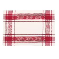 Clearance Red Jaquard Plaid Reversible Placemats, Set of 6 Christmas Dining & Entertaining