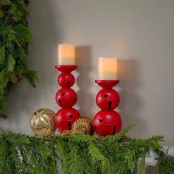 Outlet Jingle Bells Candle Holders, Set of 2 Christmas Decorations