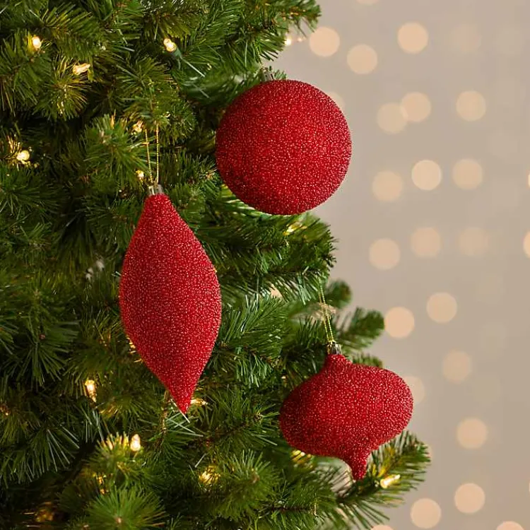 Sale Luxe Glitter Beaded Ornaments, Set of 3 Christmas Ornaments