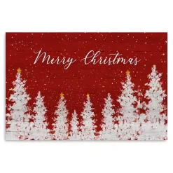 Hot Red Merry Christmas Forest Canvas Art Print, 16x24 Christmas Art & Wall Decor