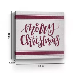 Red Merry Christmas Giclee Canvas Wall Plaque Christmas Art & Wall Decor