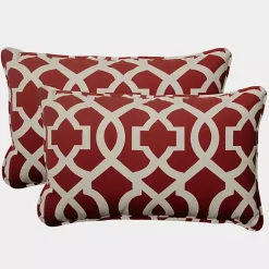 Kirklands Home Outdoor Cushions & Pillows|Red New Geometric 2-pc. Lumbar Pillow Set