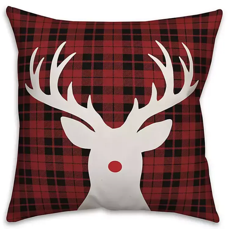 Sale Red Nose Rudolph Plaid Christmas Pillow Christmas Pillows
