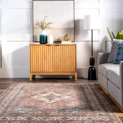 Kirklands Home Area Rugs|Persian Medallion Washable Area Rug, 3x5 Red