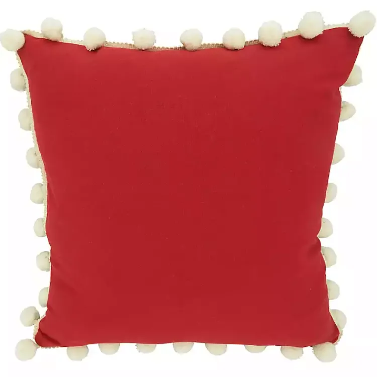 Hot Red Plaid and Pom Pom Pillow Pillows