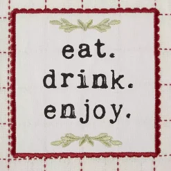 Kirklands Home Kitchen Accessories|Red Plaid Eat Drink Enjoy 4-pc. Dish Towel Set
