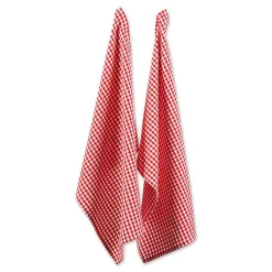New Red Santa Gingham 3-pc. Dishtowel & Potholder Set Christmas Dining & Entertaining