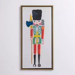 Hot Red Sketched Nutcracker Framed Canvas Art Print Christmas Art & Wall Decor