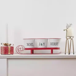 Discount Red Sleigh Holding Buckets Figurine Christmas Decorations