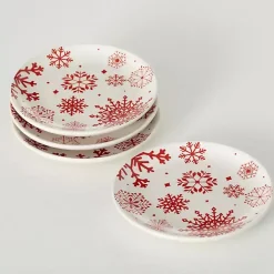 Sale Red Snowflake Plates, Set of 4 Christmas Dining & Entertaining