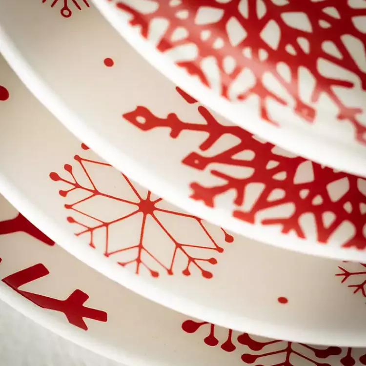 Sale Red Snowflake Plates, Set of 4 Christmas Dining & Entertaining
