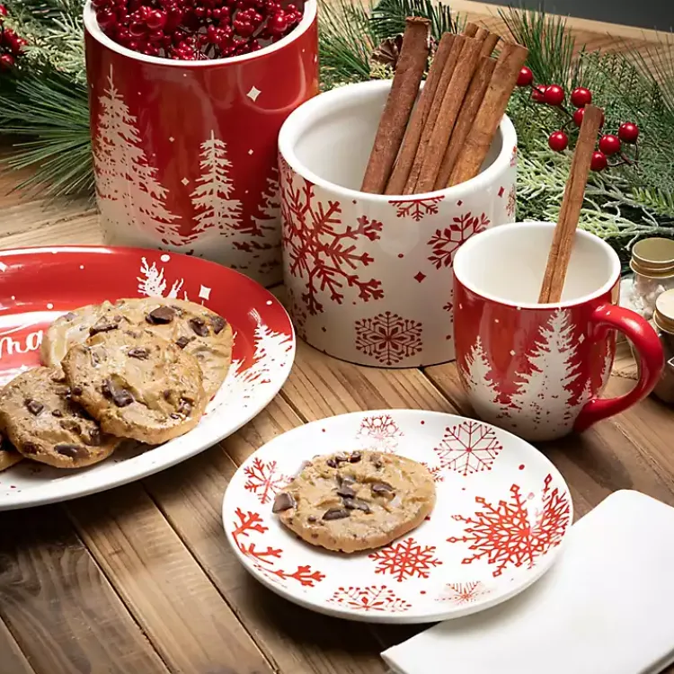 Sale Red Snowflake Plates, Set of 4 Christmas Dining & Entertaining