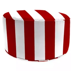 Kirklands Home Outdoor Cushions & Pillows|Striped Cabana Outdoor Pouf Red