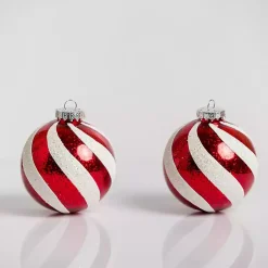 Red Swirl 4 in. Tree Ornaments, Set of 2 Christmas Ornaments