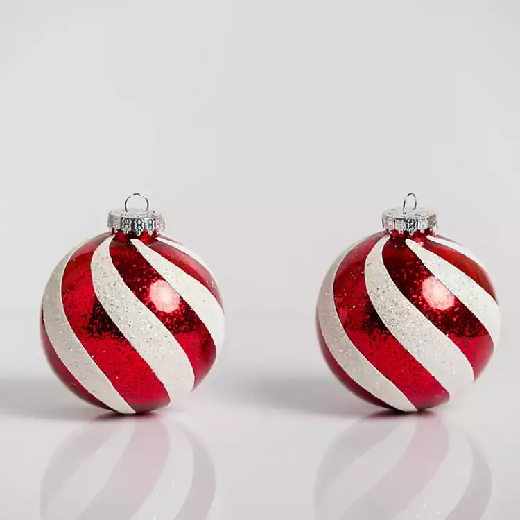 Red Swirl 4 in. Tree Ornaments, Set of 2 Christmas Ornaments