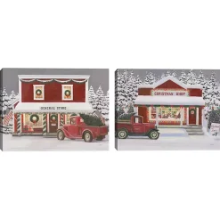 Discount Red Truck Christmas Canvas Art Prints, Set of 2 Christmas Art & Wall Decor