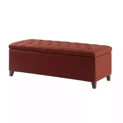 Kirklands Home Benches & Ottomans|Tufted Shandra Storage Bench Red