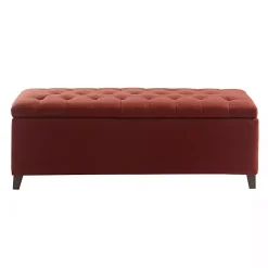Kirklands Home Benches & Ottomans|Tufted Shandra Storage Bench Red
