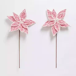 Tweed Magnolia Picks, Set of 2 Christmas Tree Decorations