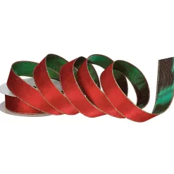 Clearance Red Velvet and Green Metallic Christmas Ribbon Christmas Decorations