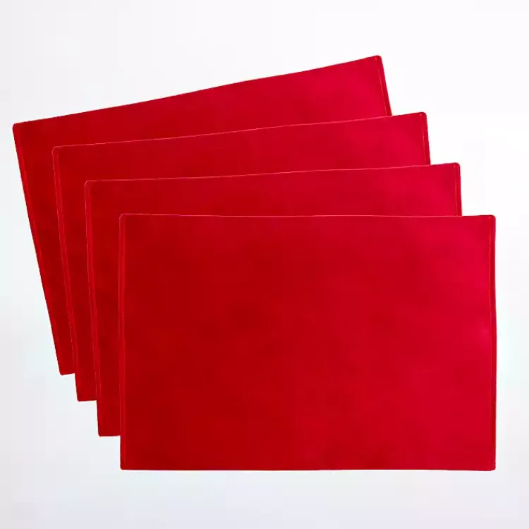 Kirklands Home Table Linens|Velvet Christmas Placemats, Set of 4 Red