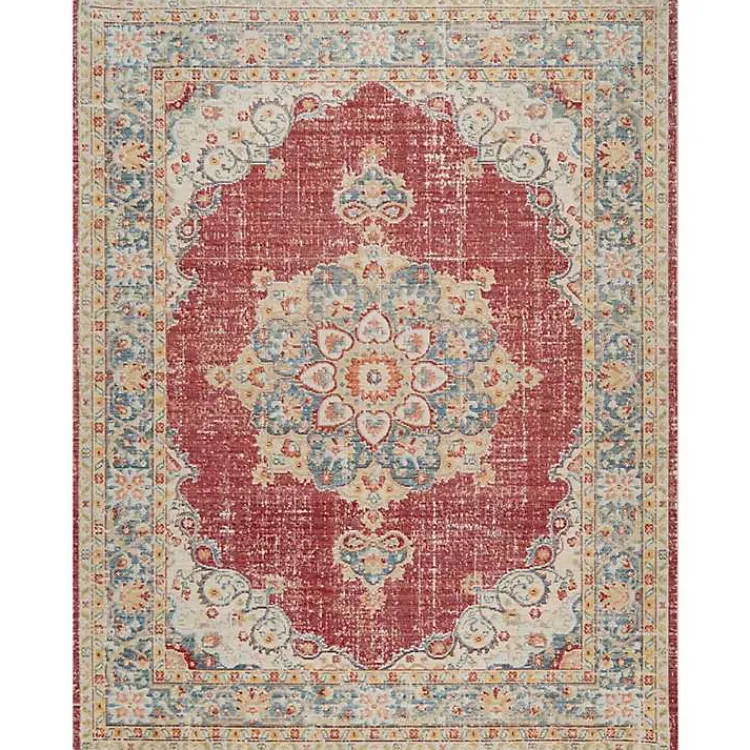 Kirklands Home Area Rugs|Vintage Medallion Area Rug, 7x10 Red